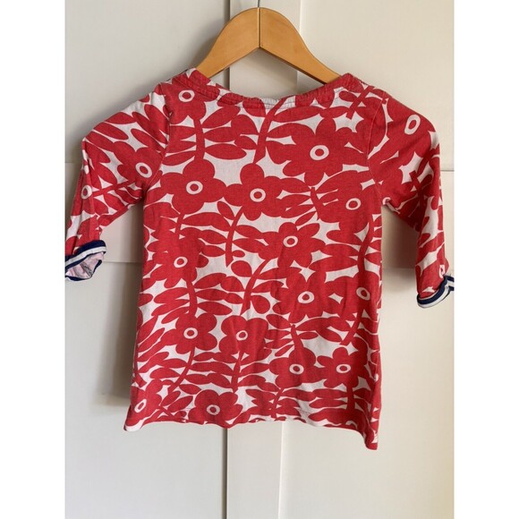 Mini Biden Girls Red Blue Floral Dress Shirt Buttons Size 5-6 - Picture 6 of 7